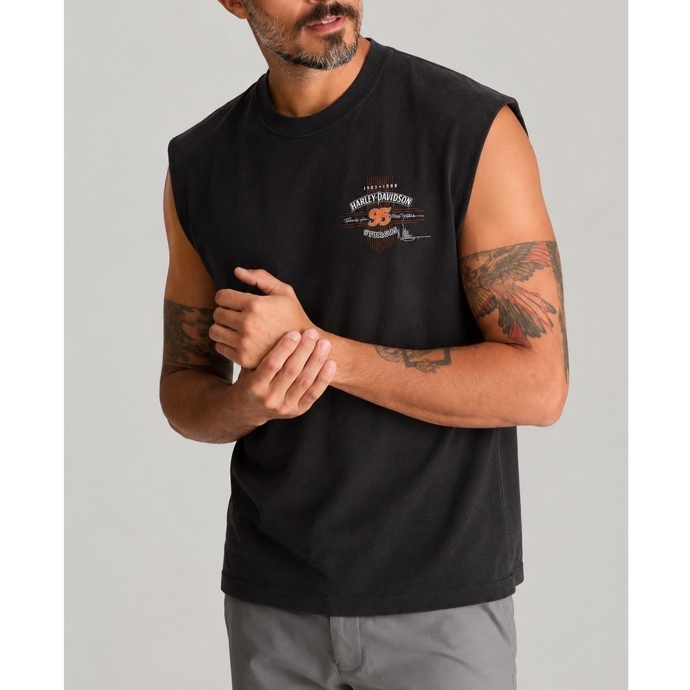 Harley Davidson Motorcycles Black Anniversary (1903-1998) Sleeveless Shirt